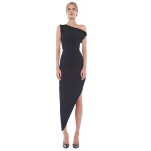 Norma Kamali Drop Shoulder Side Drape Gown in Black